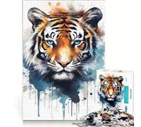 Jigsaw Puzzles 1000 Piece for Adults Tiger Watercolor Brain Teaser Game Pattern Assembly Improving Love between Couples 50x75cm