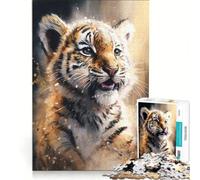 Jigsaw Puzzles 1000 Piece for Adults Tiger Watercolor Sketch Brain Teaser Game Pattern Assembly Improving Love between Couples 38x26cm