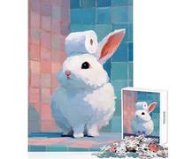 Jigsaw Puzzles 1000 Piece for Adults Toilet Paper Crowned Bunny Toy Wall Decor Art Work Gift Hands-on Game Artists' Collection, Fine Arts Size 50x75cm