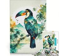 Jigsaw Puzzles 1000 Piece for Adults Toucan Double Exposure Brain Teaser Game Pattern Assembly Improving Love between Couples 38x52cm