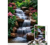 Jigsaw Puzzles 1000 Piece for Adults Tranquil Waterfall in Lush Garden Relax Games Presents for Women Toy Wall Decor Birthday Present,Travel Gifts, (38X26cm)