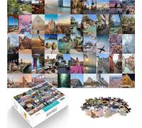Jigsaw Puzzles 1000 Piece for Adults Travel poster collage Made of cardboard，for and 14 years and over Home decoration because it is ideal as a gift for the whole family。size：26x38cm