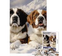Jigsaw Puzzles 1000 Piece for Adults Two Saint Bernards in Snow Jigsaw 1000 Piece Impossible Game Great Gifts for Games Enhance Memory (50x75cm)