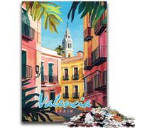 Jigsaw Puzzles 1000 Piece for Adults Valencia Street Scene Tough Challenge with Matching Poster And Trivia Sheet 38x52cm