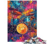 Jigsaw Puzzles 1000 Piece for Adults Vibrant Drumset Art Fun Games Hand Speed Race Toy Wall Decor Birthday Present,Travel Gifts, Size 38x52cm