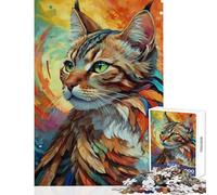 Jigsaw Puzzles 1000 Piece for Adults Vibrant Feathered Feline Educational Toy Gift Birthday Relax Games Artists' Collection, Fine Arts Size 50x75cm