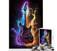 Jigsaw Puzzles 1000 Piece for Adults Vibrant Lightning Guitar Educational Toy Gift Birthday Relax Games Artists' Collection, Fine Arts Size 50x75cm
