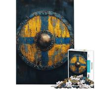 Jigsaw Puzzles 1000 Piece for Adults Viking Shield Puzzle for Adults Hands-on Game Wall Decoration Educational Challenge (Size 38x26cm)