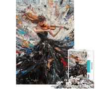 Jigsaw Puzzles 1000 Piece for Adults Violinist in Black Dress Puzzles for Adults Toy Wall Decor Birthday Present Educational Challenge (size 38x26cm)