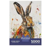 Jigsaw Puzzles 1000 Piece for Adults Vivid Hare Splatter Jigsaw for Adults Toy Wall Decor Home Decoration Challenging To Complete 52x38cm/1000pcs
