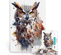 Jigsaw Puzzles 1000 Piece for Adults Watercolor Owl Portrait Analyse und Logik Heimdekoration Spielzeug52x38cm