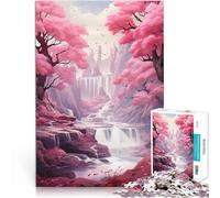 Jigsaw Puzzles 1000 Piece for Adults Waterfall Sakura Trees pädagogische Herausforderung Geschenkideen75x50cm