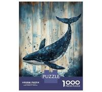 Jigsaw Puzzles 1000 Piece for Adults Whale Art on Wood Panel Ocean Folk Art Print Jigsaw for Adults Toy Wall Decor Home Decoration Challenging To Complete 52x38cm/1000pcs