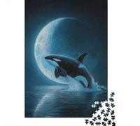 Jigsaw Puzzles 1000 Piece for Adults Whale Watching Under The Moonlight-1 Puzzles for Adults Brain Teaser Game Difficult Hard Educational Challenge 70x50cm/1000pcs