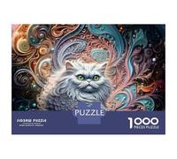 Jigsaw Puzzles 1000 Piece for Adults White Cat in Ornate Setting Jigsaw for Adults Family Game Wall Decoration Challenging To Complete 52x38cm/1000pcs