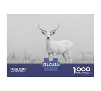 Jigsaw Puzzles 1000 Piece for Adults White Deer in Misty Field Puzzle for Adults Family Games Enhance Memory Educational Challenge 70x50cm/1000pcs