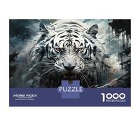 Jigsaw Puzzles 1000 Piece for Adults White Tiger Portrait with Intense Gaze Jigsaws for Adults Hands-on Game But Fun And Humorous Educational Challenge 70x50cm/1000pcs