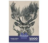 Jigsaw Puzzles 1000 Piece for Adults Winter Forest Deer Art Print Adult Jigsaw Hands-on Game Wall Decoration Gifts for Friends And Family 38x26cm/1000pcs