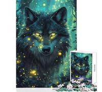 Jigsaw Puzzles 1000 Piece for Adults Wolf Light in The Darkness Home Decoration Toys Gifts Ideas Family Game Interesting Stress Reduction Size 38x26cm