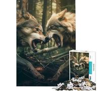 Jigsaw Puzzles 1000 Piece for Adults Wolfs Fighting Learning Educational Toys Educational Game Hand Speed Race Great Gifts (Size 38x52cm)