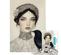 Jigsaw Puzzles 1000 Piece for Adults Woman With Raven Portrait Help The Brain Exercise Improve Memory Educational Game for Age 14+ Game (38x52cm)