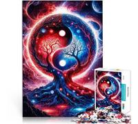 Jigsaw Puzzles 1000 Piece for Adults Yin Yang Space Landscape in Red and Blue Für Familienspaß Wohnkunstdekor75x50cm