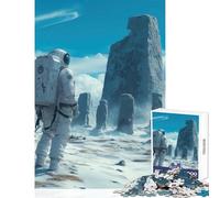 Jigsaw Puzzles 1000 Piece for Teenagers A Lone Astronaut Discovering An Ancient, Stonehenge on A Mysterious, Uncharted P Anti-Stress Toys Funny Gift Hands-on Game Challenging To Complete Size 38x52cm