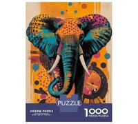 Jigsaw Puzzles 1000 Piece for Teenagers Abstract Elephant Art Vibrant Elephant Pop Art Bold And Striking Wildlife Design Adult Jigsaw Puzzle Relax Games Staycation Kill Time Gifts for Friends And Fa