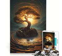 Jigsaw Puzzles 1000 Piece for Teenagers Abstract Golden Tree in A Vortex, Fun Games, Challenging To Complete, Deal As Gifts for The Whole Family 38x52cm