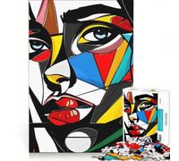 Jigsaw Puzzles 1000 Piece for Teenagers Abstract Pop Art Face Red Lips, Fun Games, Challenging To Complete, Deal As Gifts for The Whole Family 50x75cm