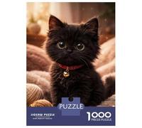 Jigsaw Puzzles 1000 Piece for Teenagers Adorable Black Kitten with Big Eyes Puzzle for Adults Relax Games Home Decoration Educational Challenge 70x50cm/1000pcs