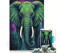 Jigsaw Puzzles 1000 Piece for Teenagers Aesthetic Neon Elephant, Fun Games, Challenging To Complete, Deal As Gifts for The Whole Family 38x52cm