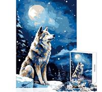 Jigsaw Puzzles 1000 Piece for Teenagers Alaska Wolf Snow Pixel Art Fun Group Bonding Activity Indoors Memorable Festive Present Option (38x52cm)