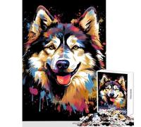 Jigsaw Puzzles 1000 Piece for Teenagers Alaskan Malamute Colorful Educational Toy Great Gift for Games Practical Game Educational Challenge Size 38x26cm