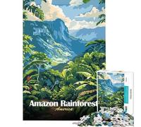 Jigsaw Puzzles 1000 Piece for Teenagers Amazon Rainforest Landscape Illustration Help The Brain Exercise For Family Fun Fun Games Suitable for Ages 14 And Up (38x52cm)
