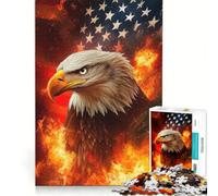 Jigsaw Puzzles 1000 Piece for Teenagers American Eagle in Flames, Fun Games, Challenging To Complete, Deal As Gifts for The Whole Family 38x26cm