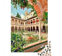 Jigsaw Puzzles 1000 Piece for Teenagers Andalusian Courtyard Garden Jigsaw Puzzle Relaxing Games Wall Decoration Gifts for Friends And Family 52x38cm/1000pcs