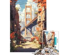 Jigsaw Puzzles 1000 Piece for Teenagers Anime Street Bridge Help The Brain Exercise Home Art Decor Practical Game for Ages 14 And over (50x75cm)