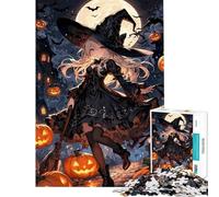 Jigsaw Puzzles 1000 Piece for Teenagers Anime Witch Halloween Night Fun Activities at Home Learning Educational Fun Games Suitable for Ages 14 And Up (38x26cm)