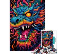 Jigsaw Puzzles 1000 Piece for Teenagers Asian Flying Dragon Jigsaw Puzzle Brain Teaser Game Difficult Challenge Challenging To Complete (Size 38x26cm)