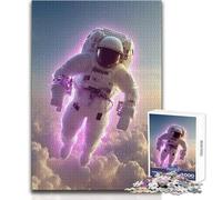 Jigsaw Puzzles 1000 Piece for Teenagers Astronaut Floating Above Clouds with Pink Glow Beautiful Design Game Improve Memory Birthday Gift Size 38x52cm