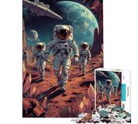 Jigsaw Puzzles 1000 Piece for Teenagers Astronauts Exploring Alien Planet Landscape Jigsaw Anti-Stress Toys Analysis And Logic Challenging To Complete (Size 38x52cm)