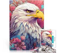 Jigsaw Puzzles 1000 Piece for teenagers bald eagle among flowers Analyse und Logik einzigartiges Herausforderungsspiel38x26cm