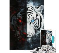 Jigsaw Puzzles 1000 Piece for Teenagers Black And White Tiger Fun at Home Activities, Hand Speed Race Hands-on Game for Age 14+ Game (38x52cm)
