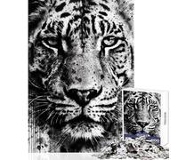 Jigsaw Puzzles 1000 Piece for Teenagers Black And White Tiger Practical Game Tough Challenge Educational Toy Every Piece Is Unique - (38x26cm)