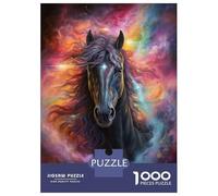 Jigsaw Puzzles 1000 Piece for Teenagers Black Beauty Horse Adult Puzzles Relax Games Pattern Assembly Great Gift for Gaming 52x38cm/1000pcs
