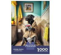 Jigsaw Puzzles 1000 Piece for Teenagers Black Labrador Bathroom Jigsaw Relax Games But Fun And Humorous Birthday Present, Gifts, 70x50cm/1000pcs