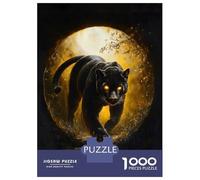 Jigsaw Puzzles 1000 Piece for Teenagers Black Panther with Glowing Eyes Puzzle for Adults Relax Games Home Decoration Educational Challenge 38x26cm/1000pcs