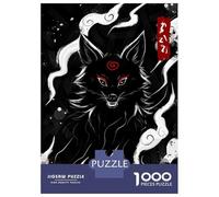 Jigsaw Puzzles 1000 Piece for Teenagers Black Wolf with Red Markings Illustration Adult Puzzles Hands-on Game Perfect Decoration Great Gift for Gaming 38x26cm/1000pcs