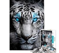 Jigsaw Puzzles 1000 Piece for Teenagers Blue Eyes White Tiger Help The Brain Exercise Home Art Decor Practical Game for Ages 14 And over (50x75cm)